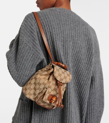 Rucksack Bamboo Medium aus Canvas mit Leder | Gucci