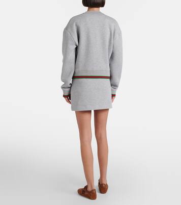 Web Stripe cotton-blend jersey miniskirt | Gucci