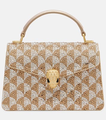 Serpenti Forever Mini embellished suede tote bag   | Bvlgari