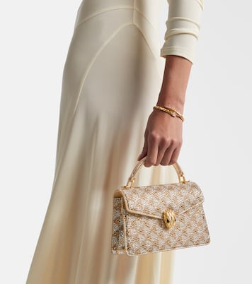 Serpenti Forever Mini embellished suede tote bag   | Bvlgari