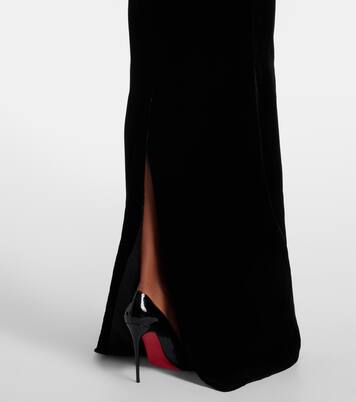 Feather-trimmed strapless velvet gown | The New Arrivals Ilkyaz Ozel