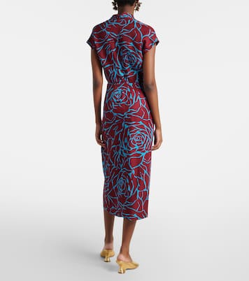 Robe midi imprimée en satin | Dries Van Noten