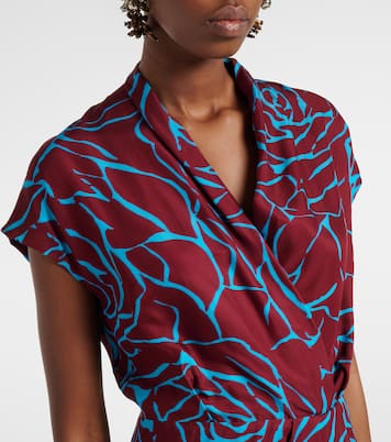 Robe midi imprimée en satin | Dries Van Noten
