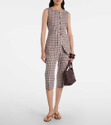 Sadie gingham linen capri pants | Posse