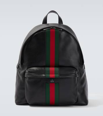 Web Stripe leather backpack in black - Gucci | Mytheresa Web Stripe leather backpack in black - Gucci | Mytheresa