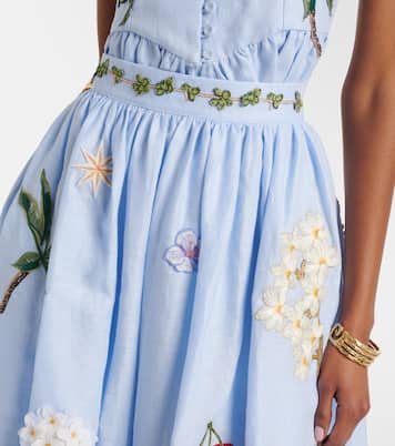 Bestickter Maxirock Tangelo aus Leinen | Agua by Agua Bendita