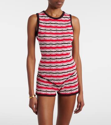 Top de crochet de algodón a rayas | The Attico