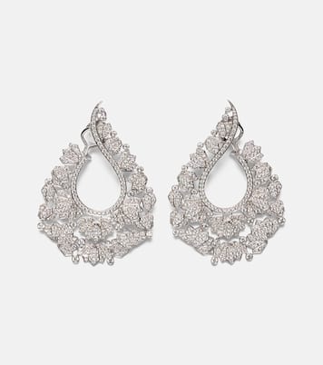 Pendientes Scatter Lotus de oro blanco de 18 ct con diamantes | Ananya