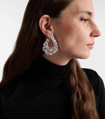 Pendientes Scatter Lotus de oro blanco de 18 ct con diamantes | Ananya