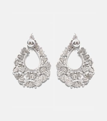 Pendientes Scatter Lotus de oro blanco de 18 ct con diamantes | Ananya