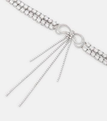 Bow crystal-embellished choker | Self-Portrait