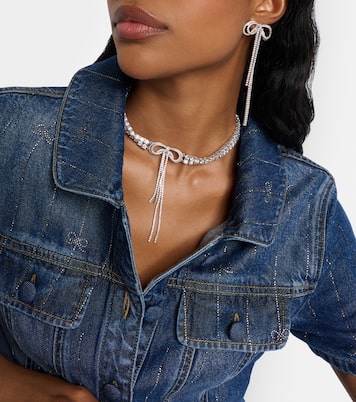 Bow crystal-embellished choker | Self-Portrait