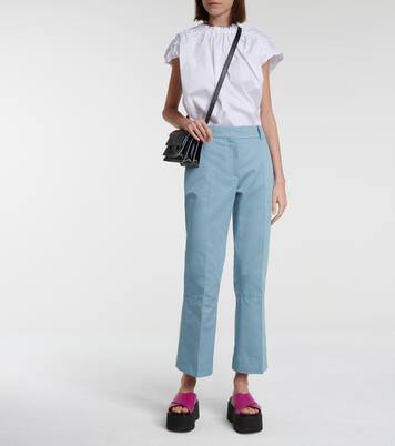 Pantalon évasé en coton et lin | Marni