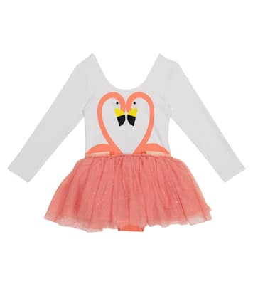 Flamingo jersey and tulle dress | Stella McCartney Kids