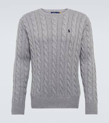 بلوفر من القطن بحبكة الضفيرة | Polo Ralph Lauren