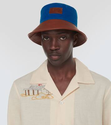 Cotton and leather bucket hat | Bode