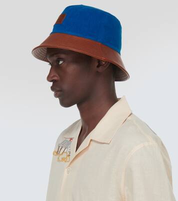 Cotton and leather bucket hat | Bode