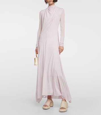 Vestido midi de crepé fruncido | Jil Sander