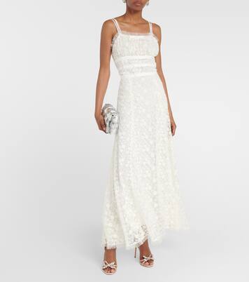 Robe longue en dentelle de coton mélangé et tulle | Rodarte