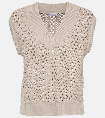 Pull sans manches en coton mélangé | Brunello Cucinelli