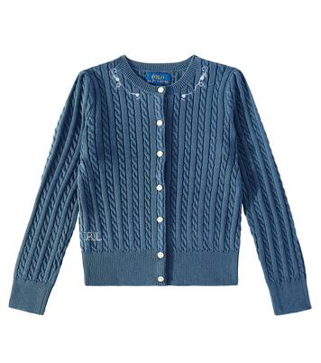 Embroidered cable-knit cotton cardigan | Polo Ralph Lauren Kids