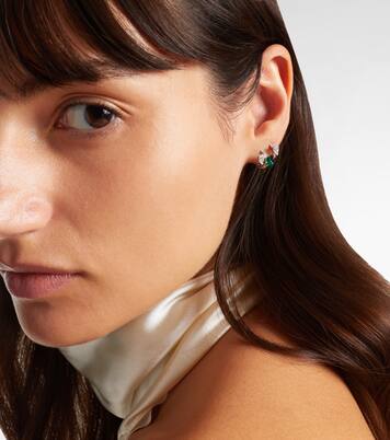 Serti Sur Vide 18kt white gold single earring with diamonds and emerald | Repossi