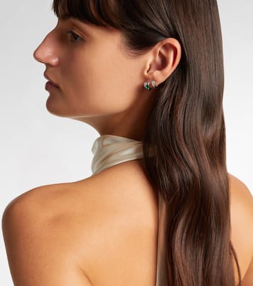 Serti Sur Vide 18kt white gold single earring with diamonds and emerald | Repossi