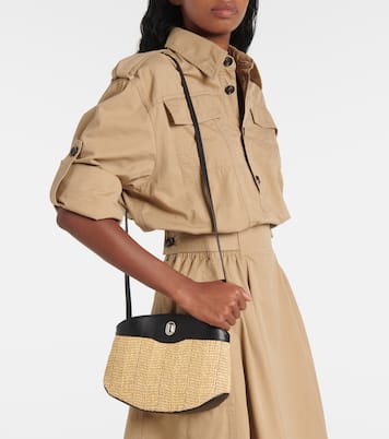 Schultertasche Tondo aus Raffiabast mit Leder | Savette