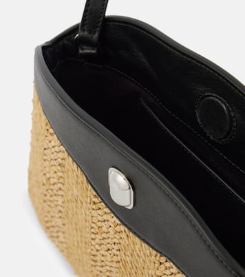 Schultertasche Tondo aus Raffiabast mit Leder | Savette