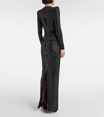 Column 임벨리시드 핀스트라이프 벨벳 맥시 스커트 | Alex Perry