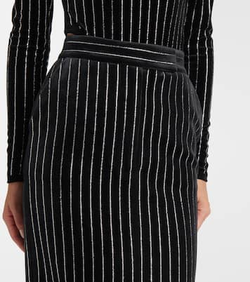 Column 임벨리시드 핀스트라이프 벨벳 맥시 스커트 | Alex Perry