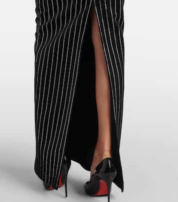 Column 임벨리시드 핀스트라이프 벨벳 맥시 스커트 | Alex Perry
