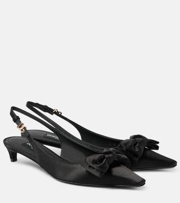 Bow-detail satin slingback pumps | Dolce&Gabbana