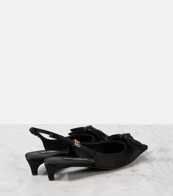Bow-detail satin slingback pumps | Dolce&Gabbana