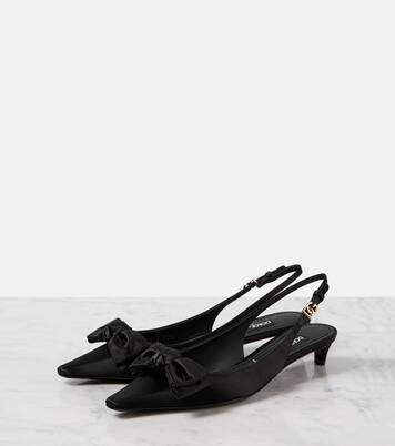 Bow-detail satin slingback pumps | Dolce&Gabbana