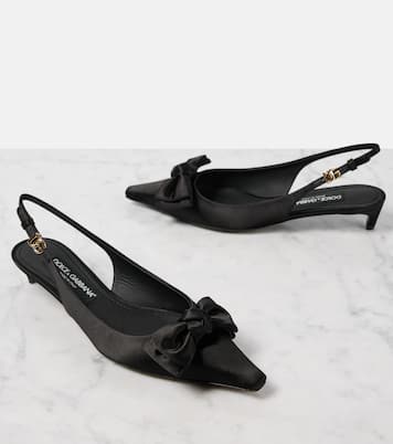 Bow-detail satin slingback pumps | Dolce&Gabbana