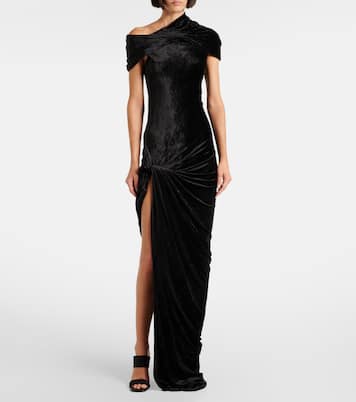 Robe longue Lola asymétrique en velours | Rick Owens