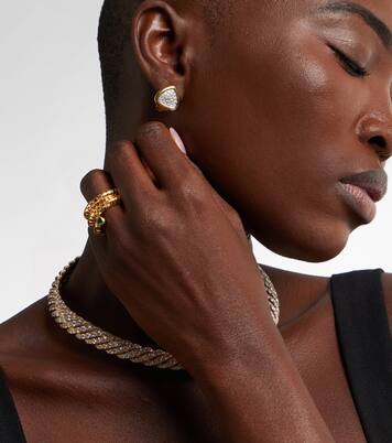 Orecchini Trisola in oro 18kt con diamanti | Marina B