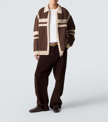 Cable-knit cashmere zip-up sweater  | Miu Miu