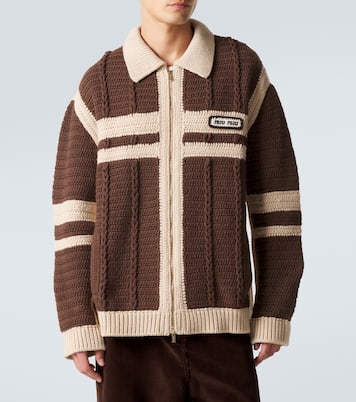 Cable-knit cashmere zip-up sweater  | Miu Miu