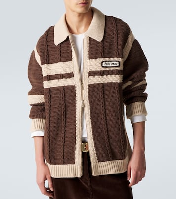 Cable-knit cashmere zip-up sweater  | Miu Miu