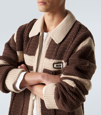Cable-knit cashmere zip-up sweater  | Miu Miu