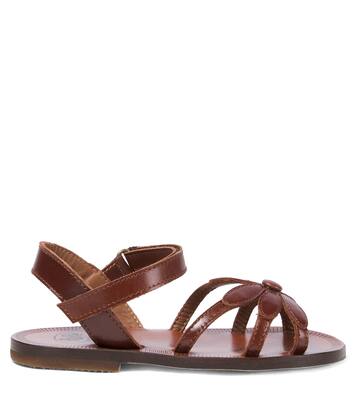Floral-appliqué leather sandals | PèPè