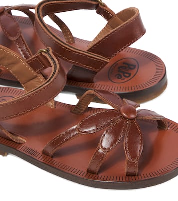 Floral-appliqué leather sandals | PèPè