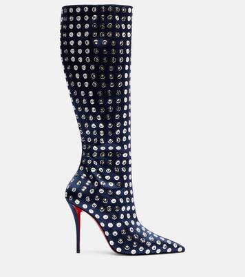 Miss Z 100 embellished satin knee-high boots | Christian Louboutin