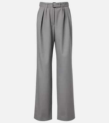 Pantalones anchos en mezcla de lana con cinturón | Dries Van Noten