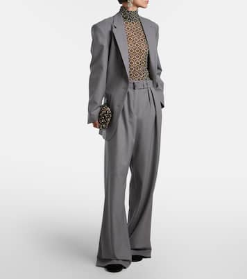 Pantalones anchos en mezcla de lana con cinturón | Dries Van Noten