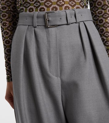 Pantalones anchos en mezcla de lana con cinturón | Dries Van Noten