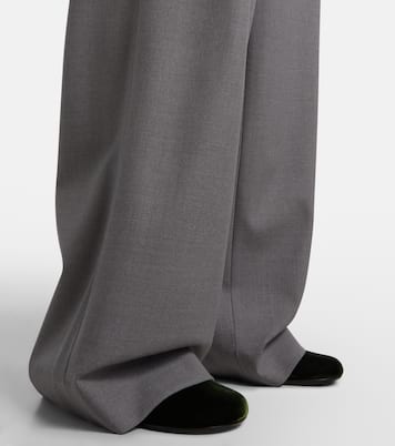 Pantalones anchos en mezcla de lana con cinturón | Dries Van Noten