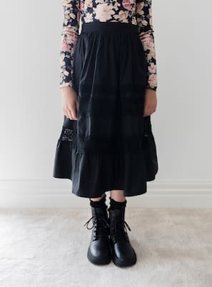 레이스 트리밍 코튼 스커트 | Petite Amalie  